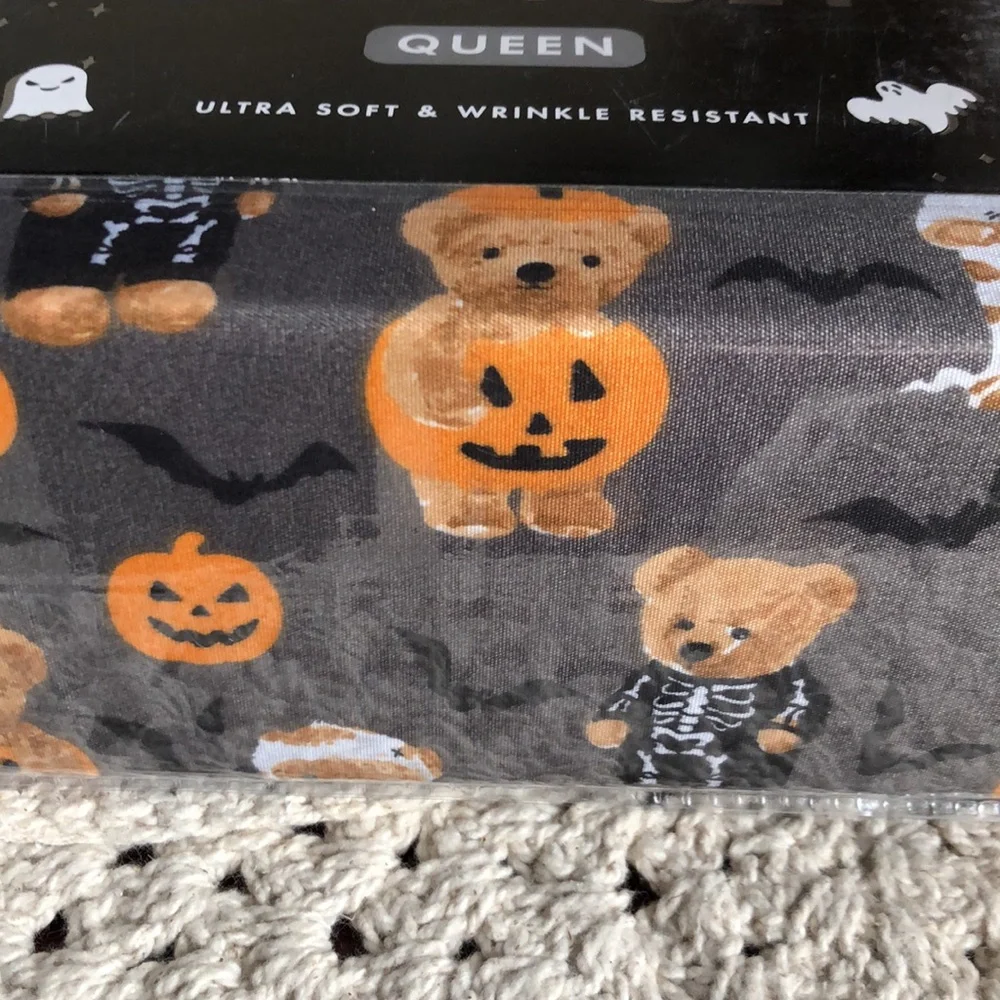 Halloween Gray Teddy Bear Costume QUEEN Sheet Set